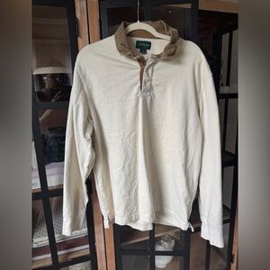 J. Crew always corduroy collar rugby sweater long sleeve shirt polo cotton ivory
